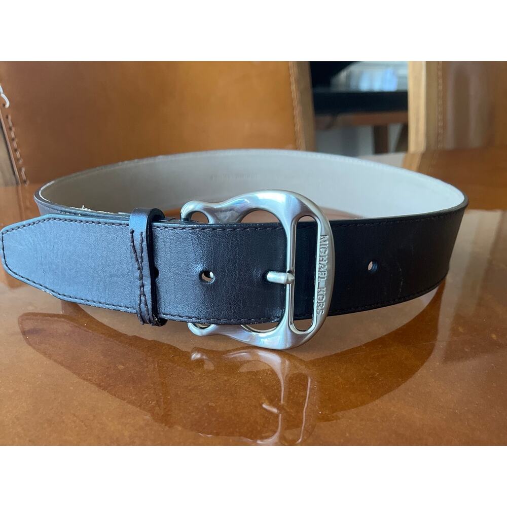 Michael‎ Michael Kors Brown Leather Belt with Brushed Silver Buckle Small